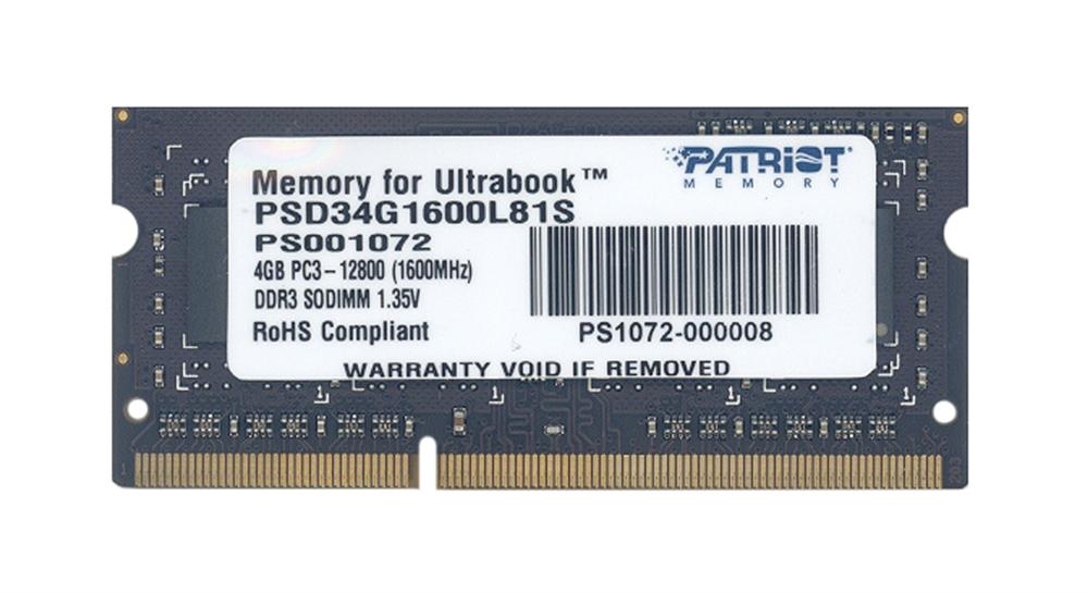 MEMORIA SODIMM DDR3 4GB PATRIOT SIGNATURE 1600MHZ