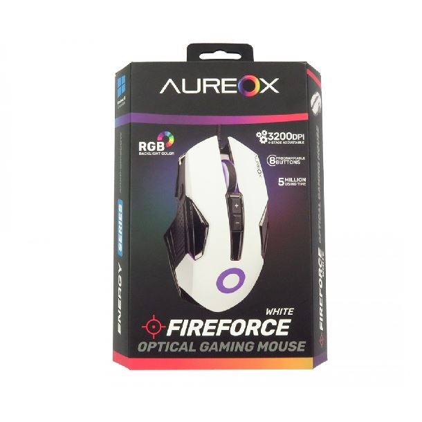 MOUSE AUREOX FIREFORCE WHITE GAMING GM200
